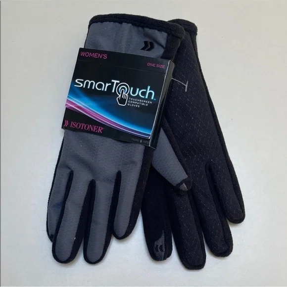 🆕 ISOTONER SmartTouch Women’s Black and Gray Gloves - Picture 4 of 4